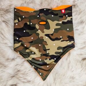 Air Hole Camouflage Neck Gaiter Bright Orange Warm Lining Reflective Dots